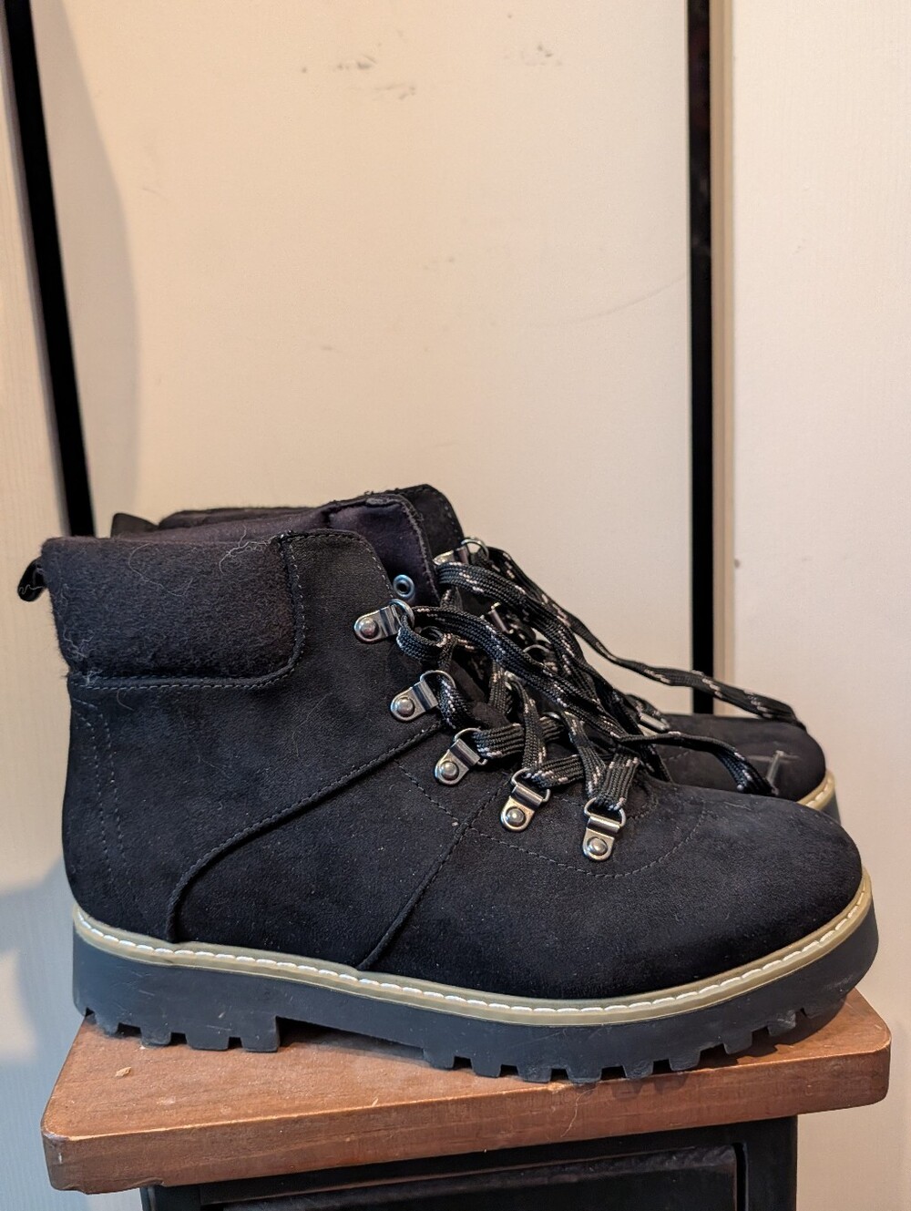 Cliffs by WHITE MOUNTAIN Black Suede Lug Sole Ankle Boots